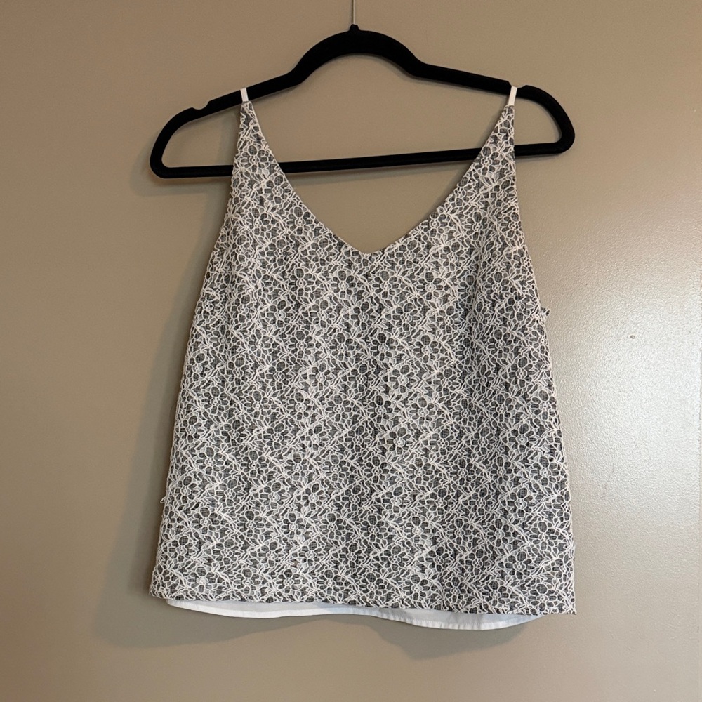 Elegant Bluish Gray and White Embroidered Women's Top